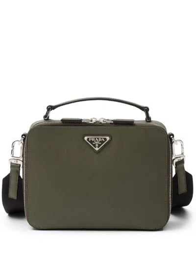 Prada Brique Saffiano Leather Bag In Green
