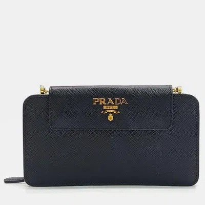Pre-owned Prada Saffiano Metal Crossbody Bag In Black