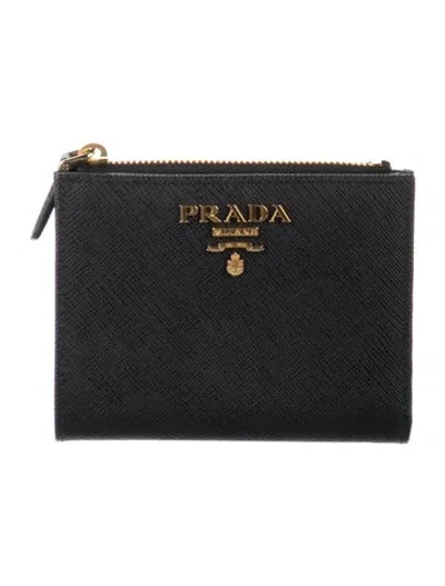 Pre-owned Prada Saffiano Metal Leather Coin Pouch W/ Tags In Black