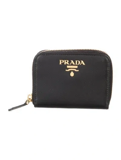 Pre-owned Prada Saffiano Metal Leather Wallet In Black