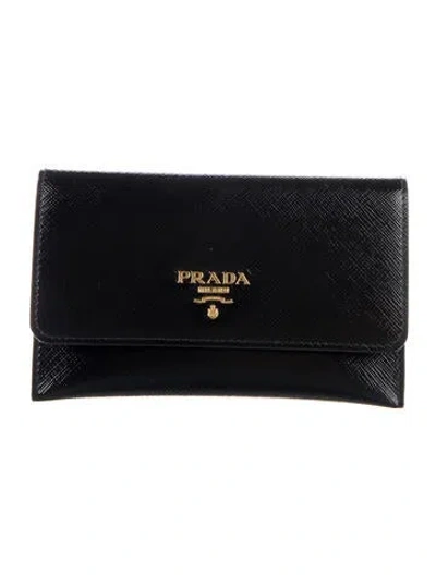 Pre-owned Prada Saffiano Metal Leather Wallet In Black