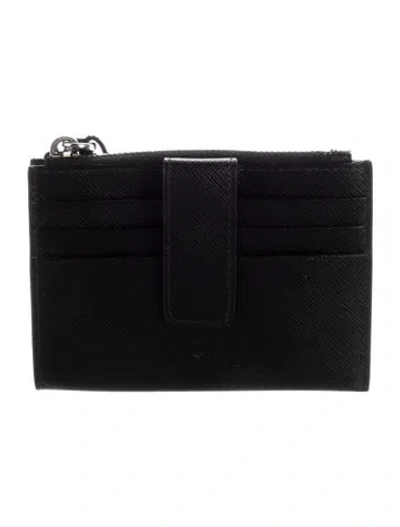 Pre-owned Prada Saffiano Metal Leather Wallet In Black