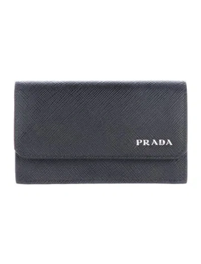 Pre-owned Prada Saffiano Metal Leather Wallet W/ Tags In Black