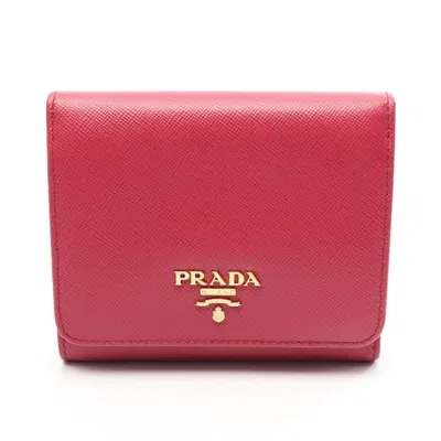 Prada Saffiano Metal Trifold Wallet In Pink