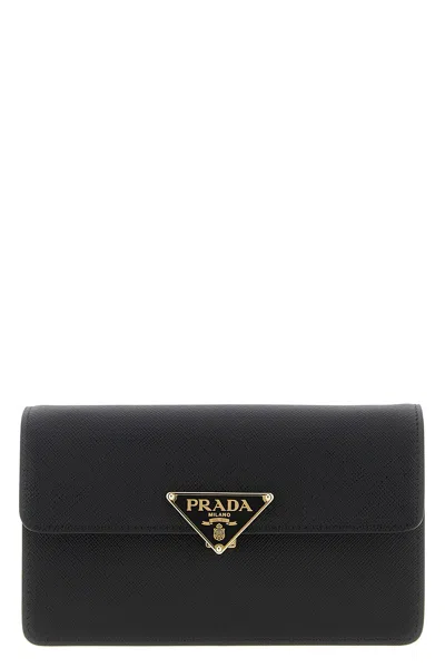 Prada Saffiano Mini Crossbody Bag In Black