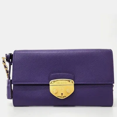 Pre-owned Prada Saffiano Mini Crossbody Bag (bt0770) In Purple