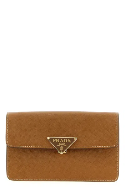 Prada Saffiano Mini Crossbody Bag In Sand