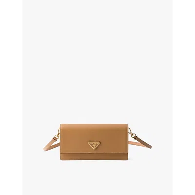 Prada Womens Neutral Saffiano Mini Leather Shoulder Bag