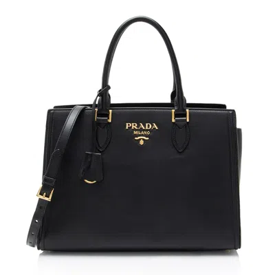 Prada Saffiano Open Satchel In Black