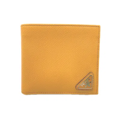 Pre-owned Prada Saffiano Orange Saffiano Wallet (bi-fold) ()