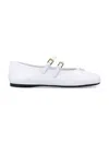 Prada Saffiano Patent Leather Ballerinas In White