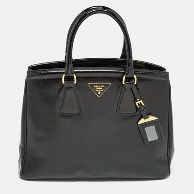 Prada Saffiano Patent Leather Parabole Tote In Black