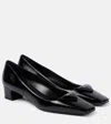 Prada Triangle Saffiano Patent Pump In Black