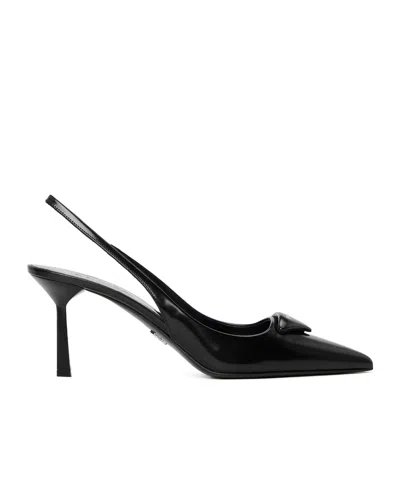 Prada Saffiano Patent Leather Slingback Pumps In Animal Print