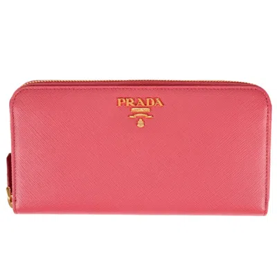 Pre-owned Prada Saffiano Pink Saffiano Long Wallet (bi-fold) ()