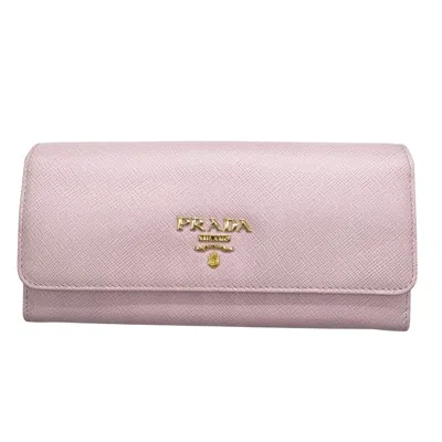 Pre-owned Prada Saffiano Pink Saffiano Long Wallet (bi-fold) ()