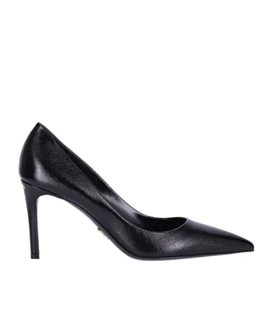 Prada Saffiano Pointed Heels In Black