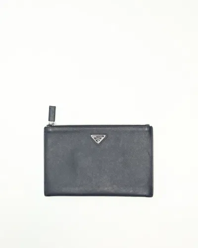 Prada Saffiano Pouch In Blue