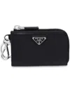 Prada Saffiano Leather Mini Pouch In Black