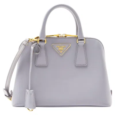 Pre-owned Prada Saffiano Promenade Small Satchel In Gray