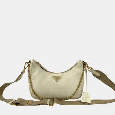 Pre-owned Prada Saffiano Re-edition 2005 Satchel In White