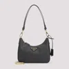 Prada Saffiano Leather Shoulder Bag Re Edition In Black