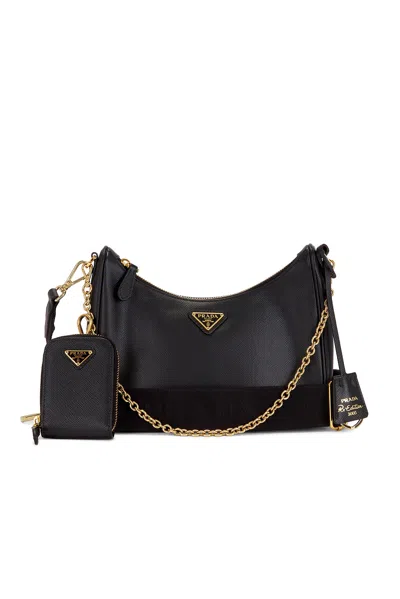 Pre-owned Prada Saffiano Re-edition 2005 Shoulder Bag In Black