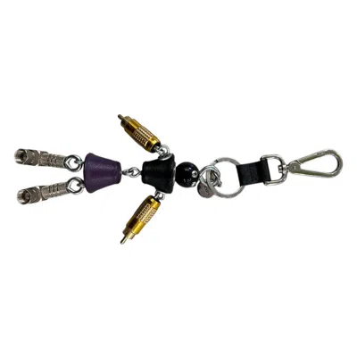 Pre-owned Prada Saffiano Robot Trick Keychain Bag Charm In Black