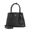 Prada Grained Calf Leather Shoulder Bag With Structured Silhouette In Black