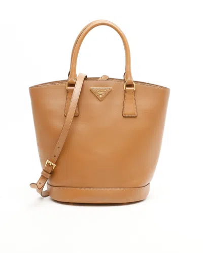 Prada Saffiano Shoulder Bag In Brown
