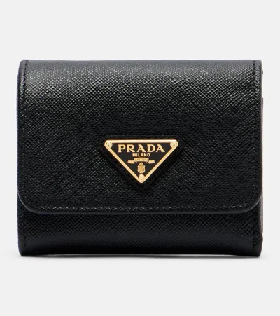 Prada Saffiano Small Leather Wallet In Black