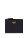 Prada Womens Black Brand-plaque Small Saffiano Leather Wallet