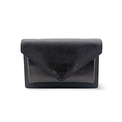 Prada Saffiano Soft Calf Envelope Clutch Black