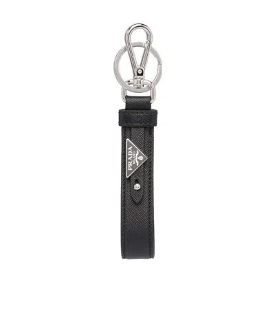 PRADA PRADA LOGO PLAQUE KEYRING