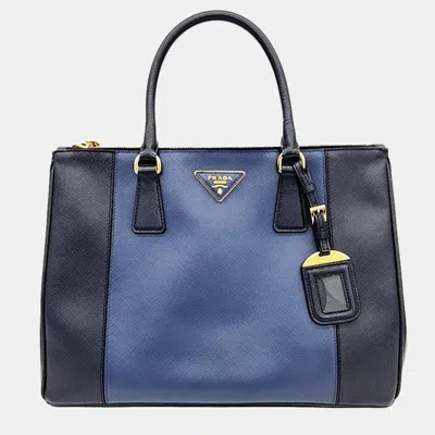 Pre-owned Prada Saffiano Tote & Shoulder Bag In Blue