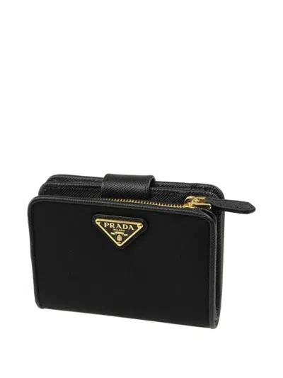 Prada Saffiano Trim-wallet In Black
