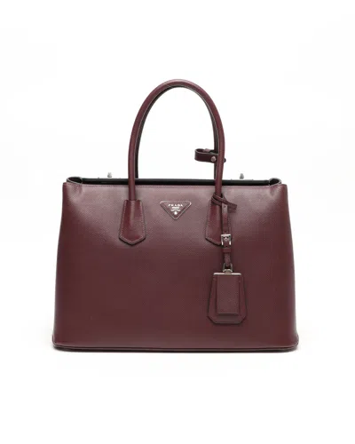 Prada Saffiano Turnlock Twin Tote Bag