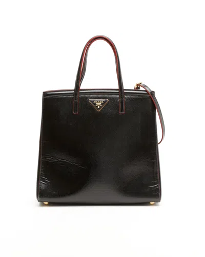 Prada Saffiano Vernice Bag In Black