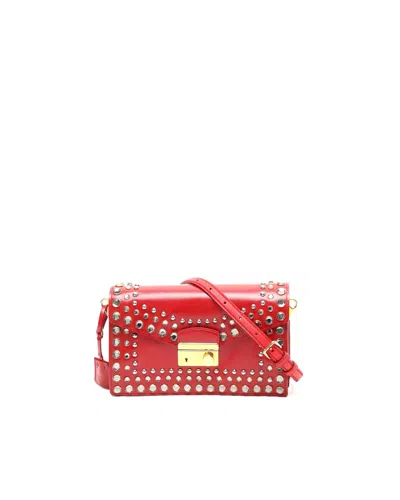 Prada Saffiano Vernice Crystal Bag In Red