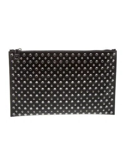 Pre-owned Prada Saffiano Vernice Leather Clutch Vintage In Black