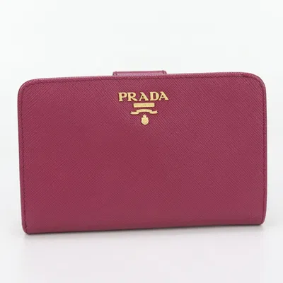 Pre-owned Prada Saffiano Wallet (bi-fold) () In Purple