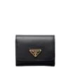 Prada Triangle Logo Leather Wallet In Black