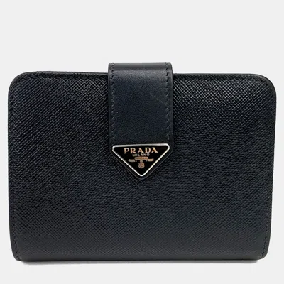 Pre-owned Prada Saffiano Wallet In Black