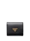 Prada Triangle-logo Leather Cardholder In Black