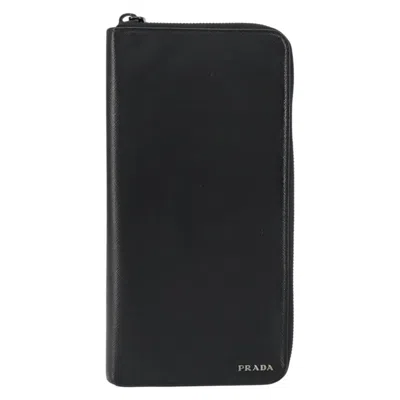 Pre-owned Prada Saffiano Wallet Leather Black Leather Wallets Accessory ()