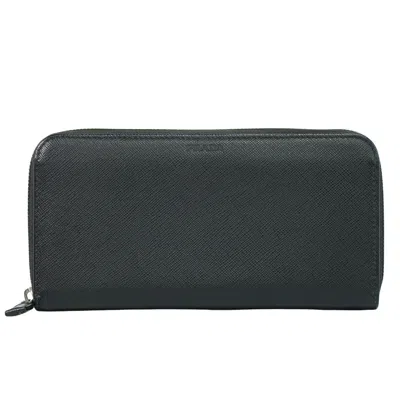 Pre-owned Prada Saffiano Wallet Leather Black Leather Wallets Accessory ()
