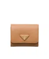 Prada Womens Neutral Logo-plaque Small Leather Wallet In Nude