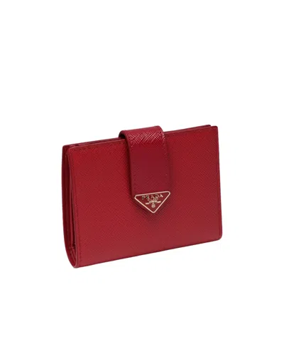 Prada Saffiano Wallet In Red
