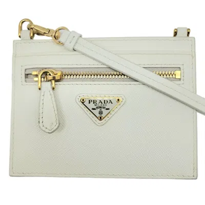 Prada Saffiano Leather Wallet () In White