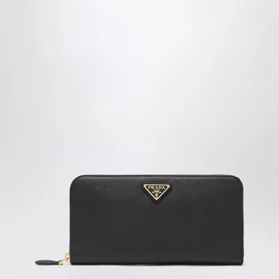 Prada Saffiano Zip-around Wallet In Black